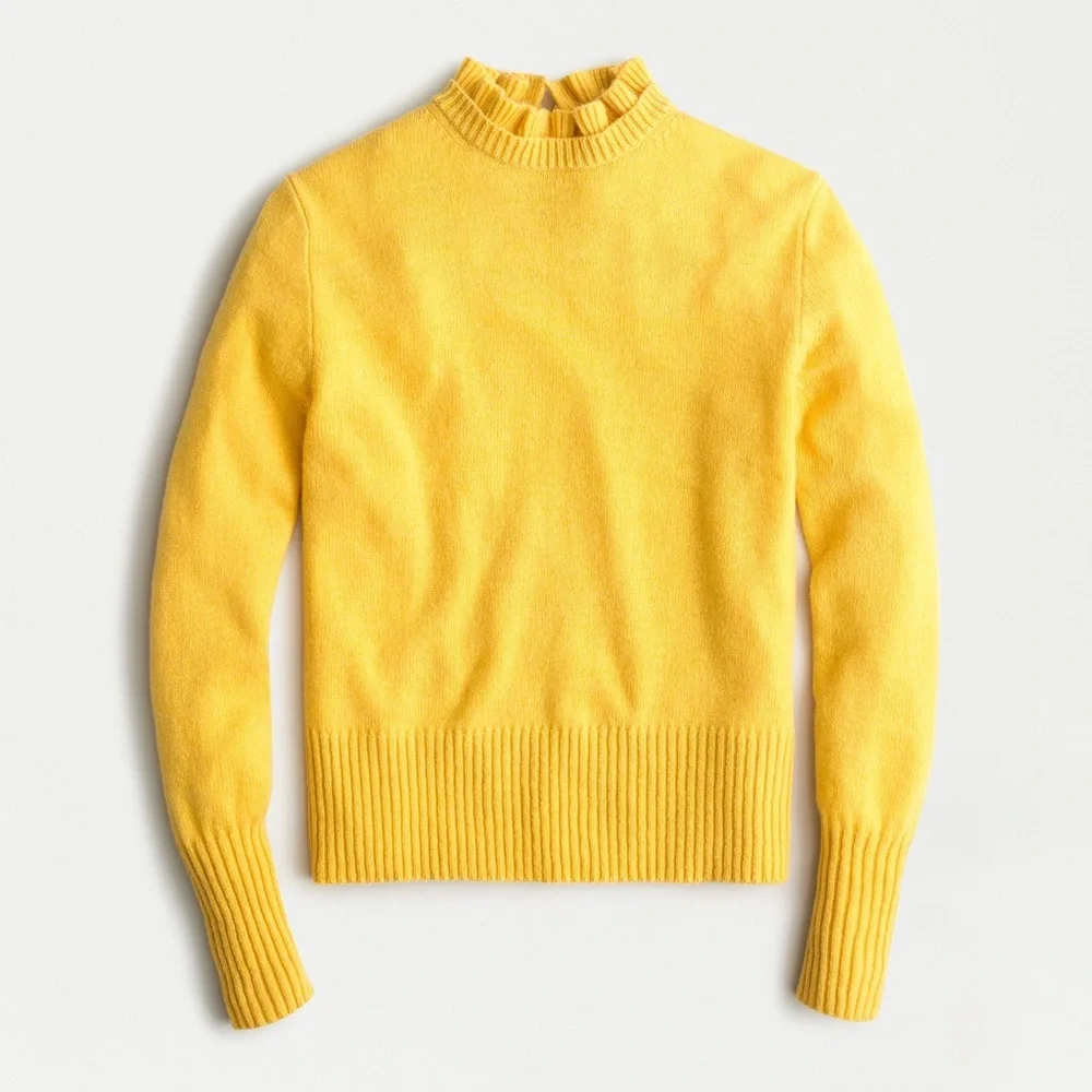 J. Crew Wool-Blend Ruffle-Neck Sweater